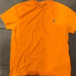 Polo by Ralph Lauren Men’s Bright Orange Crewneck Tee with Blue Pony